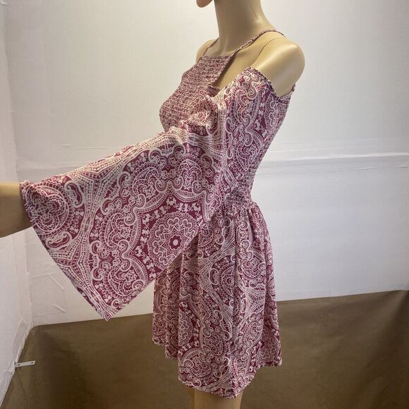 Mi Ami Women’s Smocked Open Shoulder Dress Deep Pink Small Pre Owned - Picture 15 of 16